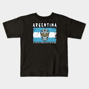 Sugar Skull Buenos Aires Argentina Flag Kids T-Shirt